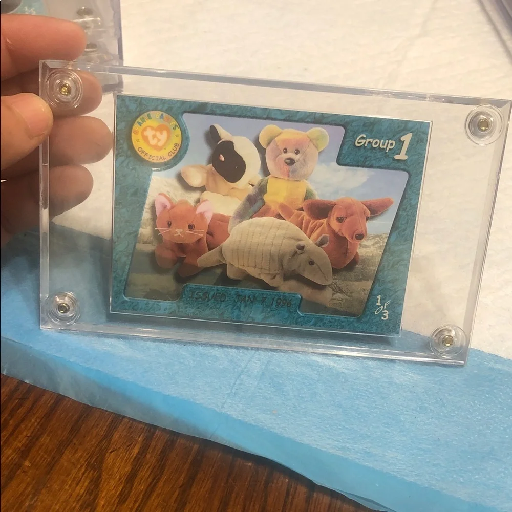 Ty Collectible Card with Teal Blue Frame and Multicolor Bears